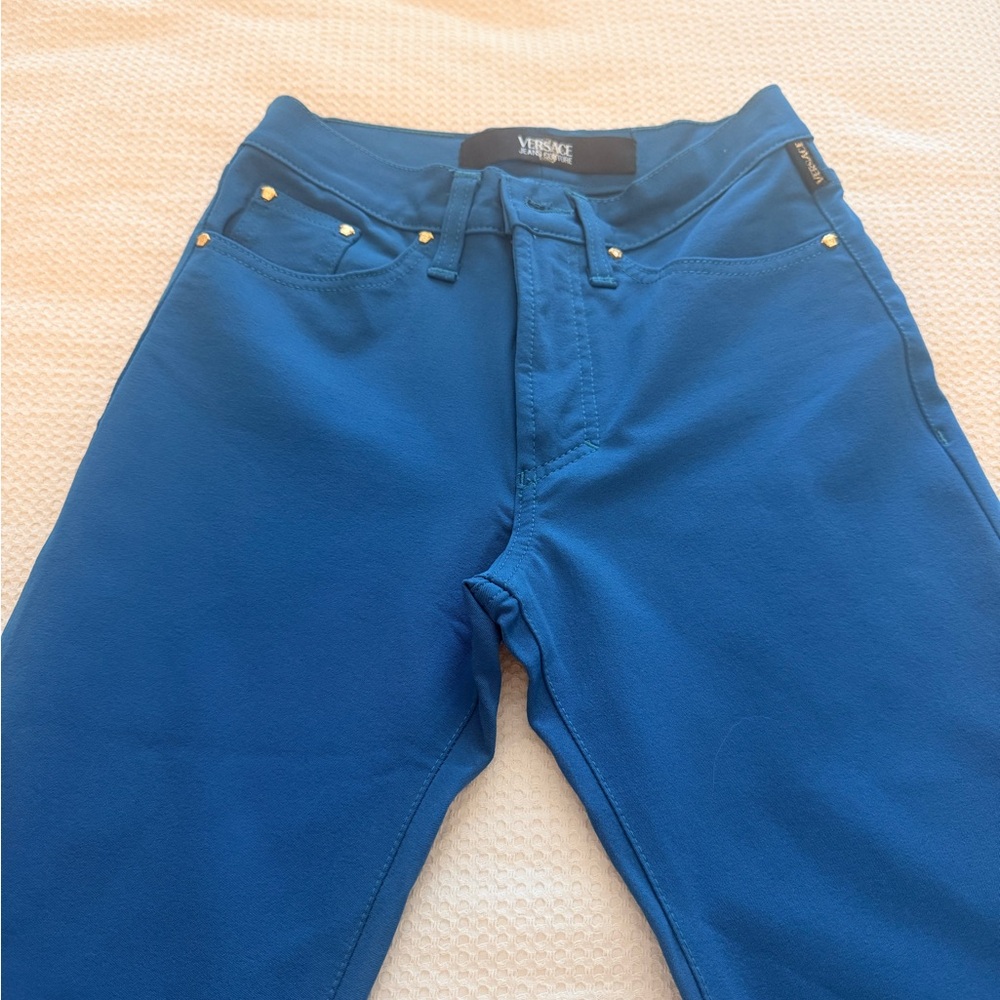 Versace Women's Bold Blue Stretch Pants